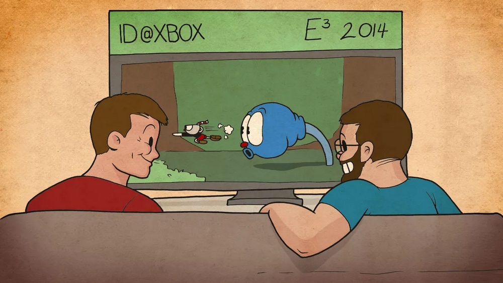 2014年，查德和贾瑞德在家观看了微软E3发布会上演示的《茶杯头》画面