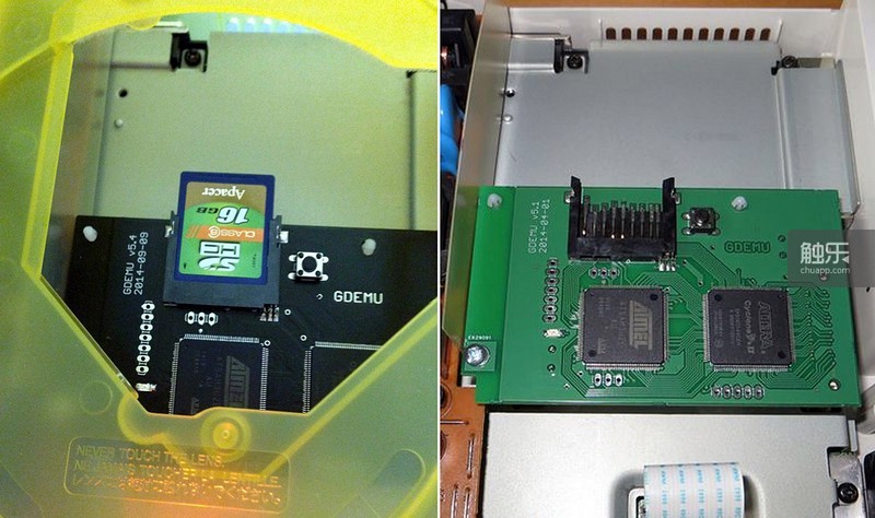 DC模拟器“Makaron”作者开发的GD-ROM模拟板“GDEMU”，可模拟GD-ROM光驱，直接读取存储于SD卡内的游戏镜像