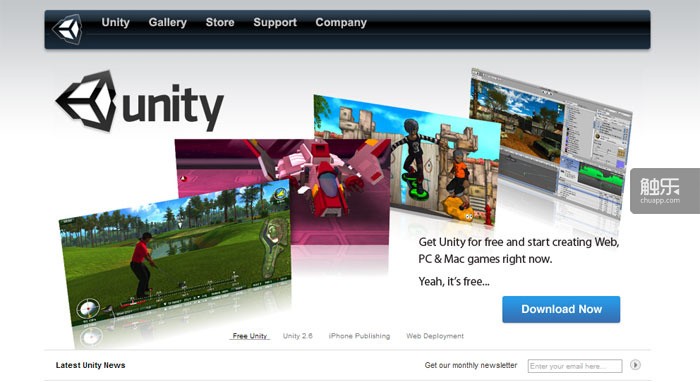 Unity官網(wǎng)上已經(jīng)提供Mac和PC兩個版本的免費下載