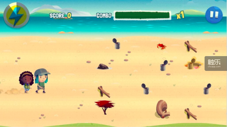 清理沙滩是《拯救地理公园》的一部分，看着简单的游戏，想要全Combo还是需要一些技巧