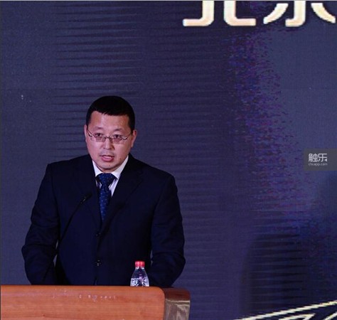 北京市体育竞赛管理中心主任海振文在启动仪式上发言，图片来源新华网