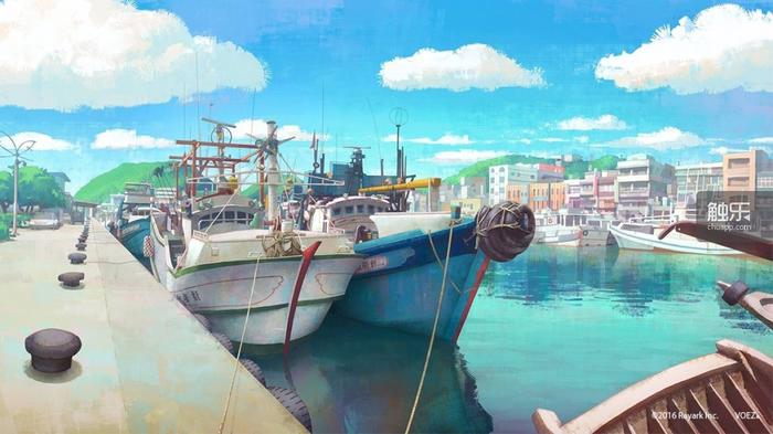 游戏原画，大概描绘的是是兰空渔港