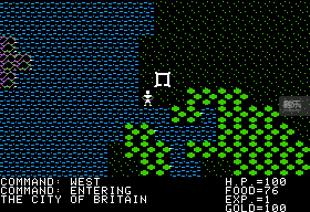 右图就大概是历史上最初的Ultima1的APPLE2版游戏画面。来自hardcoregaming101.net