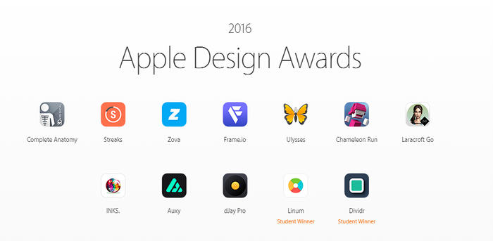 苹果在官网上发布了奖项的归属