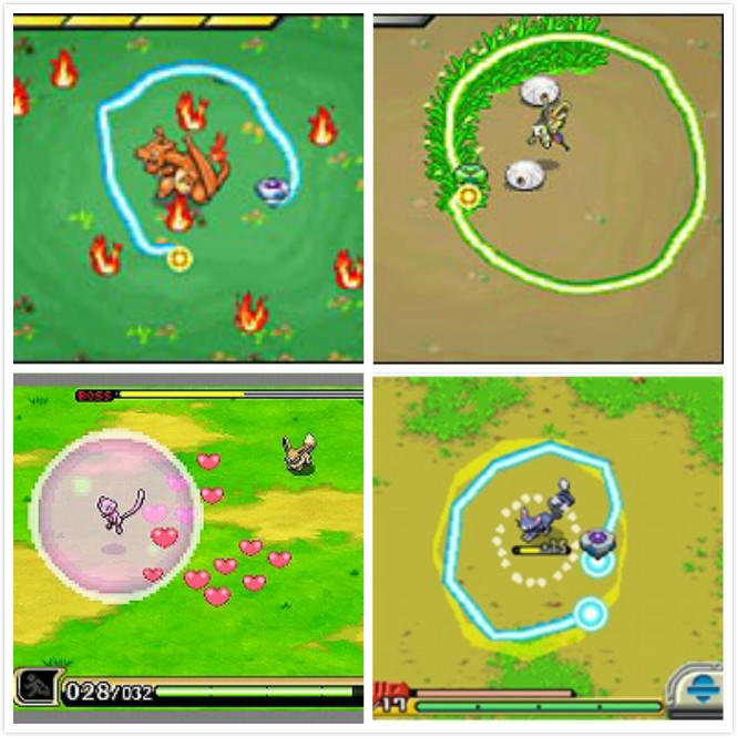 《Pokemon ranger》的游戏画面。利用了DS下方触控手写的机能